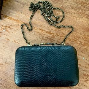 House of Harlow Black Matte Snake Clutch